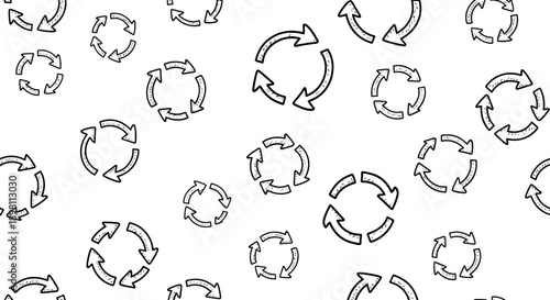 Recycling Symbols Pattern Design for Eco-Friendly Lifestyle, Graphic Illustration, Minimalist Environment, Creative Viewpoint