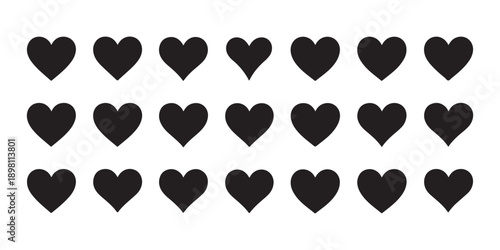 Heart shape vector icon set for valentines day love and romantic design symbol collection