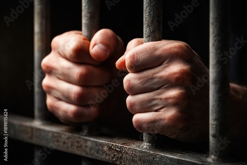 Hands gripping prison bars