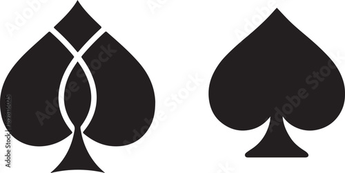 PrintTwo different black spade symbols on a white background
