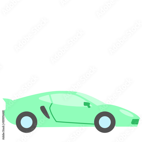 Mint green sports car great for speed themes, posters, and kid-friendly digital illustration projects.