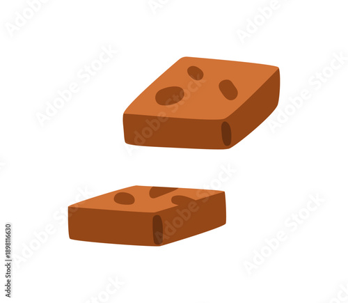 Nougat candy. Chewy rectangle bars caramel dessert, snack with almond nuts and honey. Confectionery, sugar nutty sweet treat, food. Flat vector illustration isolated on white background