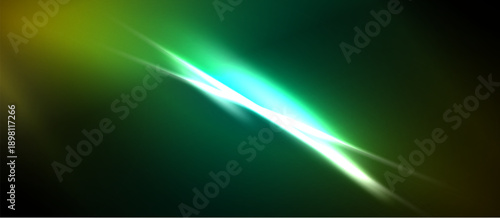 Abstract energy flow, vibrant green hues dominate. Bright white streak cuts diagonally across dark background. Dynamic, modern visual.