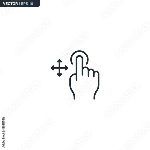 Single Finger Drag and Move Gesture Icon