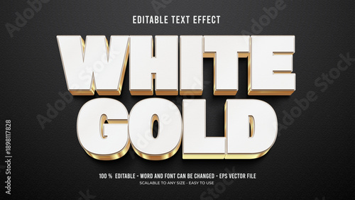 white gold editable text effect 3d premium vector