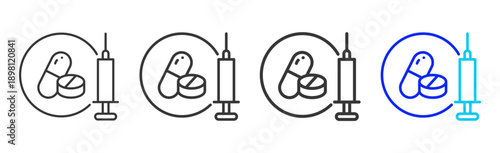care matrix icon set collection creative outline style for elderly care with multiple thickness variations suitable for digital branding and medical design use