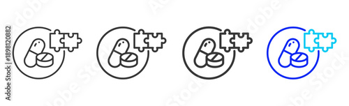 pharma link icon set collection creative outline style for elderly care with multiple thickness variations suitable for digital branding and medical design use