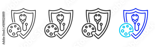 med fusion icon set collection creative outline style for elderly care with multiple thickness variations suitable for digital branding and medical design use