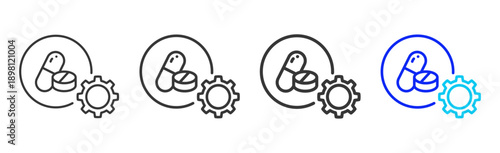 pill finder icon set collection creative outline style for elderly care with multiple thickness variations suitable for digital branding and medical design use