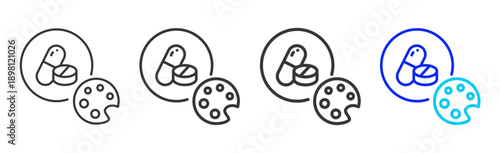 health key icon set collection creative outline style for elderly care with multiple thickness variations suitable for digital branding and medical design use