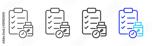 vaccine scan icon set collection creative outline style for elderly care with multiple thickness variations suitable for digital branding and medical design use
