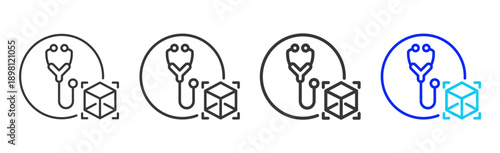 therapy gear icon set collection creative outline style for elderly care with multiple thickness variations suitable for digital branding and medical design use