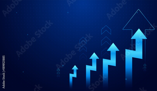 Blue arrows points to a finance goal adjustment and strategic move. and Set of Falling down arrows presentation the business, economic concepts design background