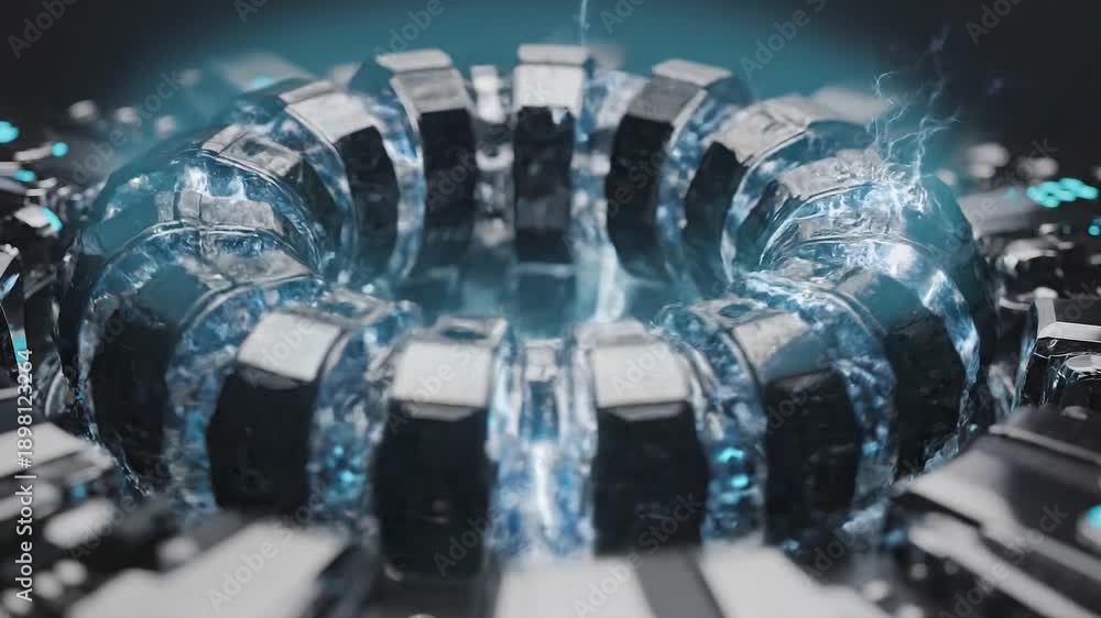 Circular processor architecture with glowing energy core components ...