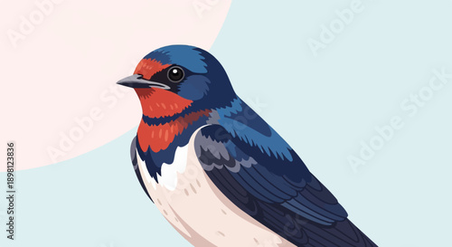 Stylized illustration of a barn swallow in profile, facing left