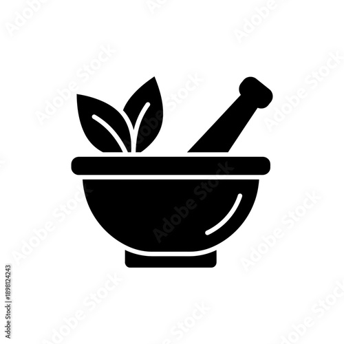 Herbal Mortar Icon Natural Remedy Symbol