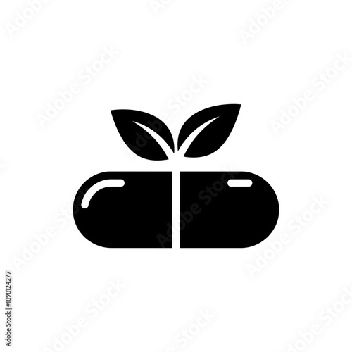 Herbal Capsule Icon Natural Medicine Symbol