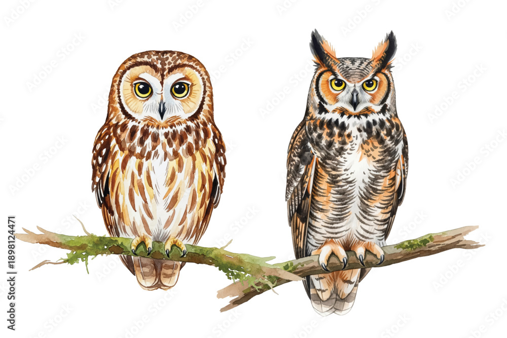 Fototapeta premium great horned owl perched on branch