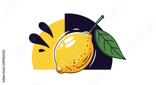 Delicious lemon illustration with vibrant colors and modern design elements perfect for summer recipes and healthy lifestyle campaigns online today