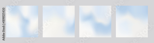 Pack of 4 square airy cloud backgrounds in pale pastel tones with gentle subtle clouds. Minimal gradient backdrops for digital design, branding, social media, presentations, creative design projects