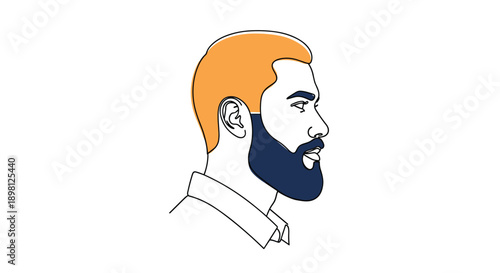 Modern line art of a stylish man with a beard looking confident, perfect for branding, fashion, or lifestyle projects needing a minimalist touch