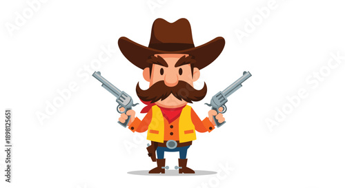 Wild west adventure awaits with this cartoon cowboy gunslinger, perfect for games, branding, and designs that need a touch of playful, rugged charm