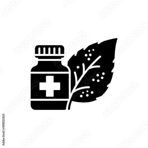 Herbal Medicine Bottle Icon Natural Remedy Symbol