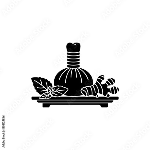 Herbal Massage Icon Thai Spa Compress And Herbs Symbol