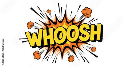 Comic book explosion effect with whoosh text