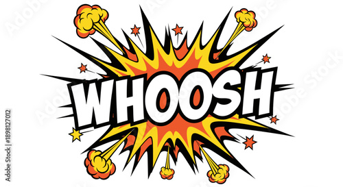 Comic book explosion with whoosh text