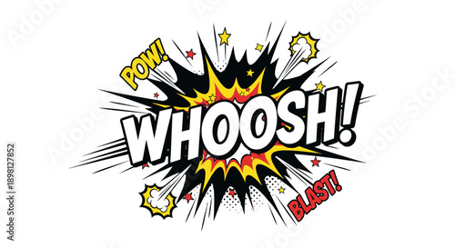 Comic book explosion effect with whoosh blast text