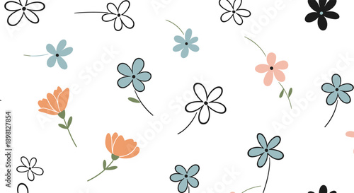 Delicate floral pattern with a whimsical touch, perfect for adding a soft and elegant feel to any design or project needing a spring vibe