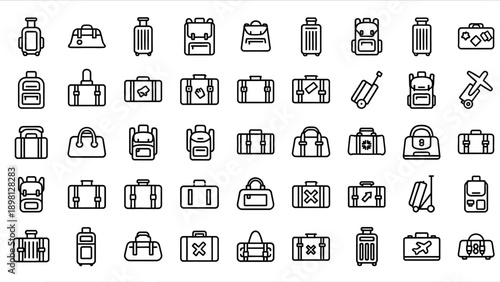 Collection of Various Luggage and Travel Bags.