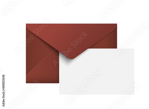 Realistic red paper envelope with empty card