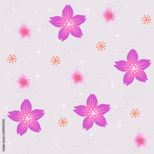 Elegant Sakura Bloom Seamless Pattern – Soft Muted Pastel Floral Background