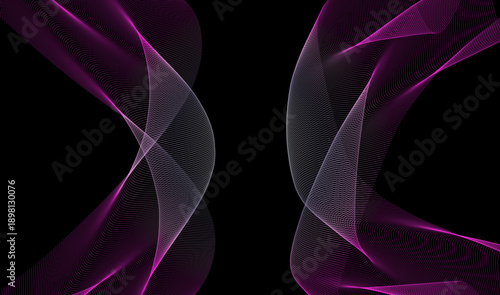 Obraz na płótnie Abstract digital background featuring vibrant magenta and white flowing wave pat