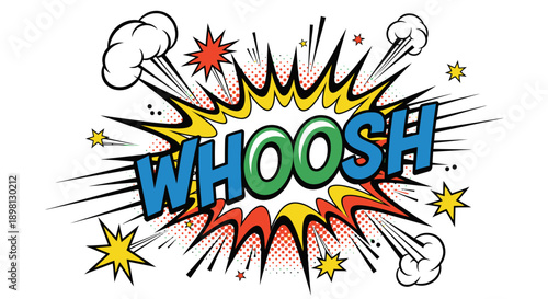 Comic book explosion with WHOOSH text