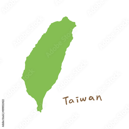 Cute hand-drawn colored pencil illustration of Taiwan map and Asian travel.