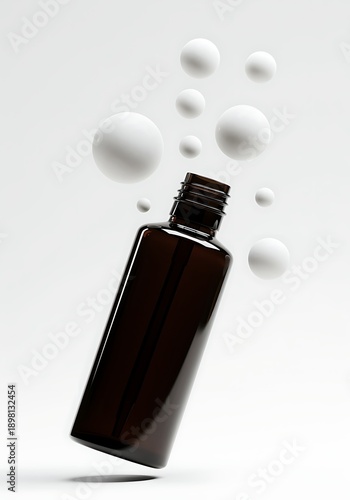 Wallpaper Mural Dark Bottle with Floating White Bubbles Against White Background Torontodigital.ca