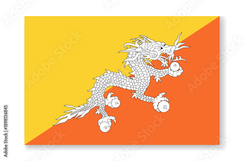 Bhutan national flag in flat style. Vector flat background.
