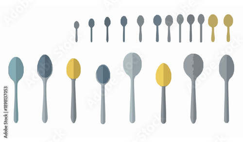 Wooden spoon vector set with natural kitchen cooking utensils
