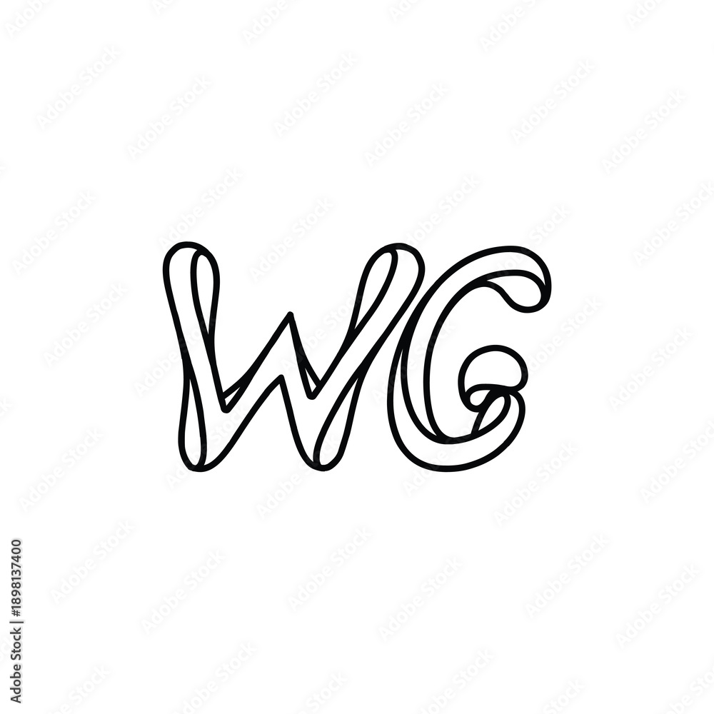 Obraz premium WG monogram logo design letter text name symbol monochrome logotype alphabet character simple logo