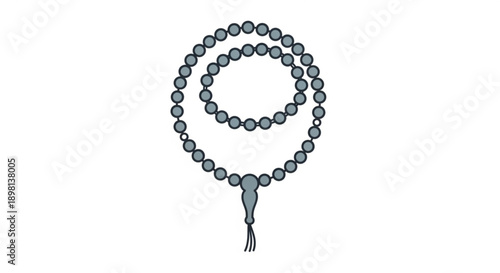 Black Prayer Beads Isolated on White Background