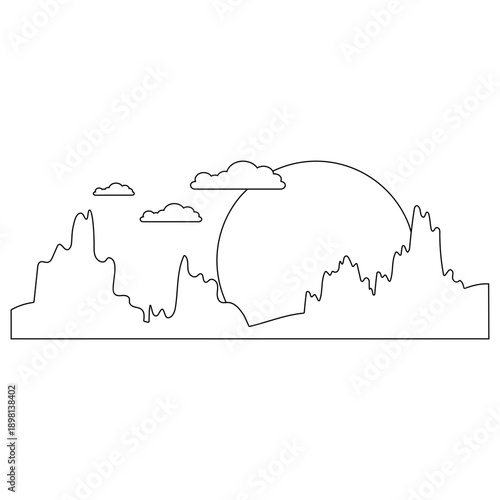 Desert vector icon. Mountain landscape Illustration sign. Mountains symbol or logo.