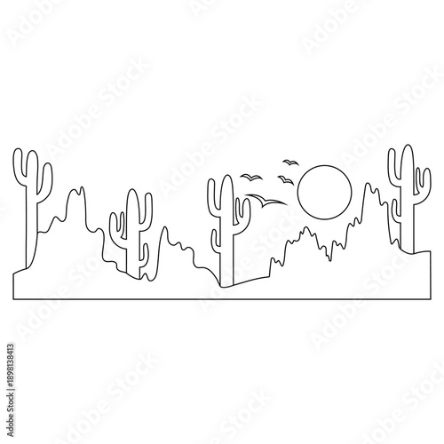 Desert vector icon. Mountain landscape Illustration sign. Mountains symbol or logo.