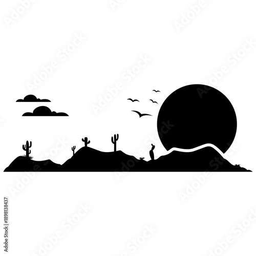 Desert vector icon. Mountain landscape Illustration sign. Mountains symbol or logo.