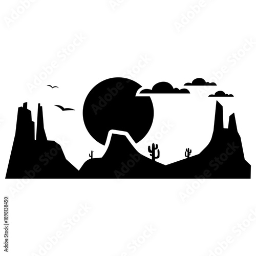 Desert vector icon. Mountain landscape Illustration sign. Mountains symbol or logo.