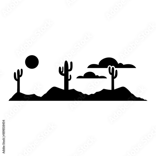 Desert vector icon. Mountain landscape Illustration sign. Mountains symbol or logo.