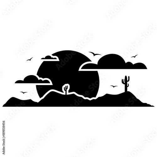 Desert vector icon. Mountain landscape Illustration sign. Mountains symbol or logo.
