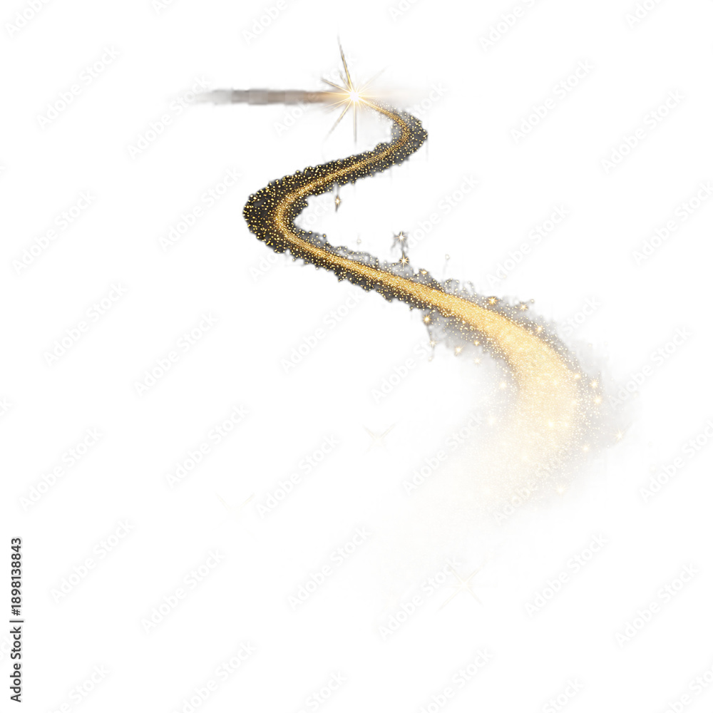 Obraz premium Winding path of shimmering golden glitter and dust, creating a magical trail or celebratory effect.